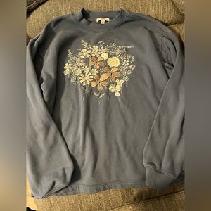Vans off the wall women’s medium sweatshirt with flower embroidery blue